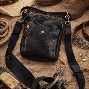 Black Pebbled Leather Crossbody Bag